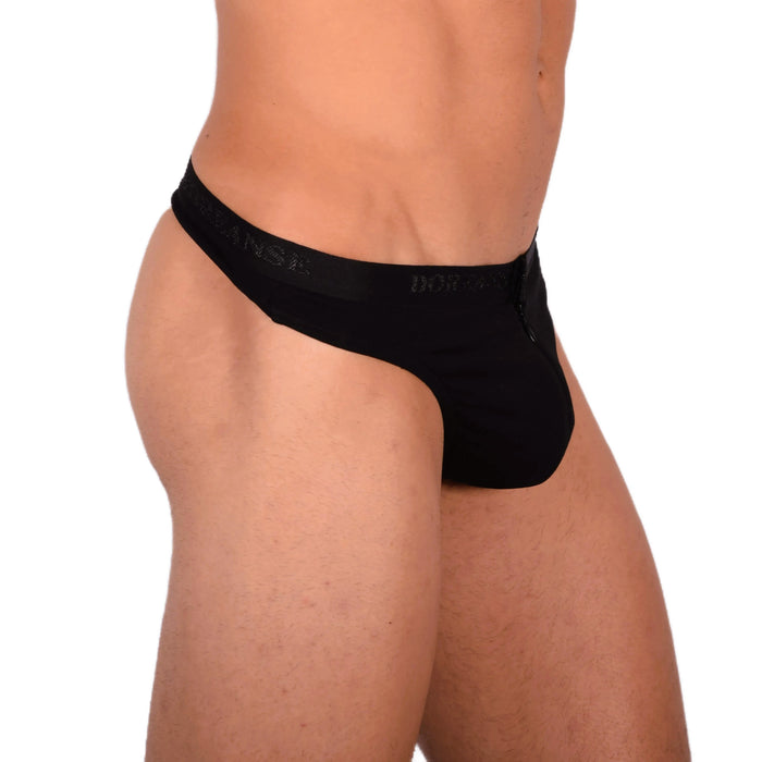 Medium DOREANSE Mens Zipper Thong Black 1354 13