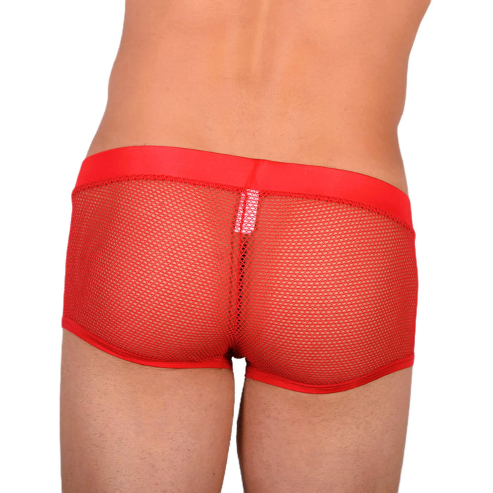 Doreanse sexy Boxer Brief Silky Hipster Short Low Rise-Mesh Boxer RED 1588 8