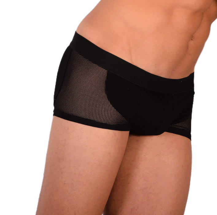 DOREANSE Mens Boxer brief sexy side mesh fabric Black 1705 13