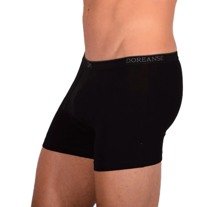 DOREANSE 90% Cotton Mens Underwear Boxer Brief Stretchy Fabric Black 1717 6