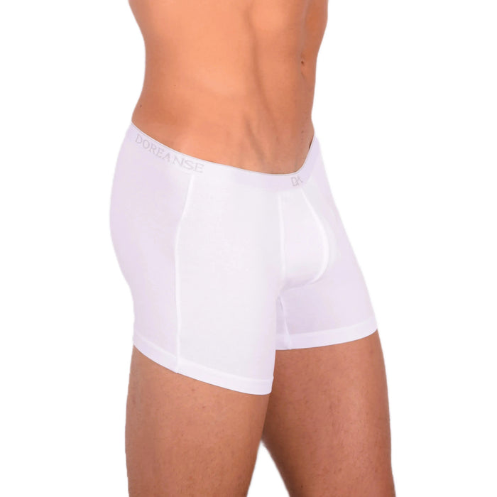 DOREANSE 90% Cotton Mens Underwear Boxer Brief Stretchy Fabric White 1717 6