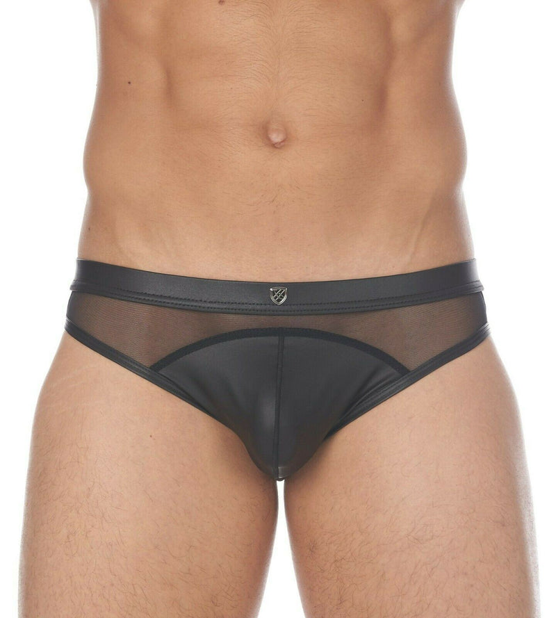 XS GREGG HOMME Brief Speed Faux Leather & Mesh Slip Black 132503 79