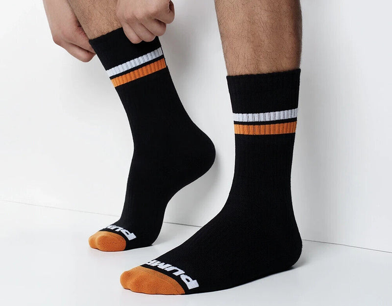 PUMP! Nightlight Crew Socks Terry Knit Toe Ribbed Striped Sporty Sock 41017