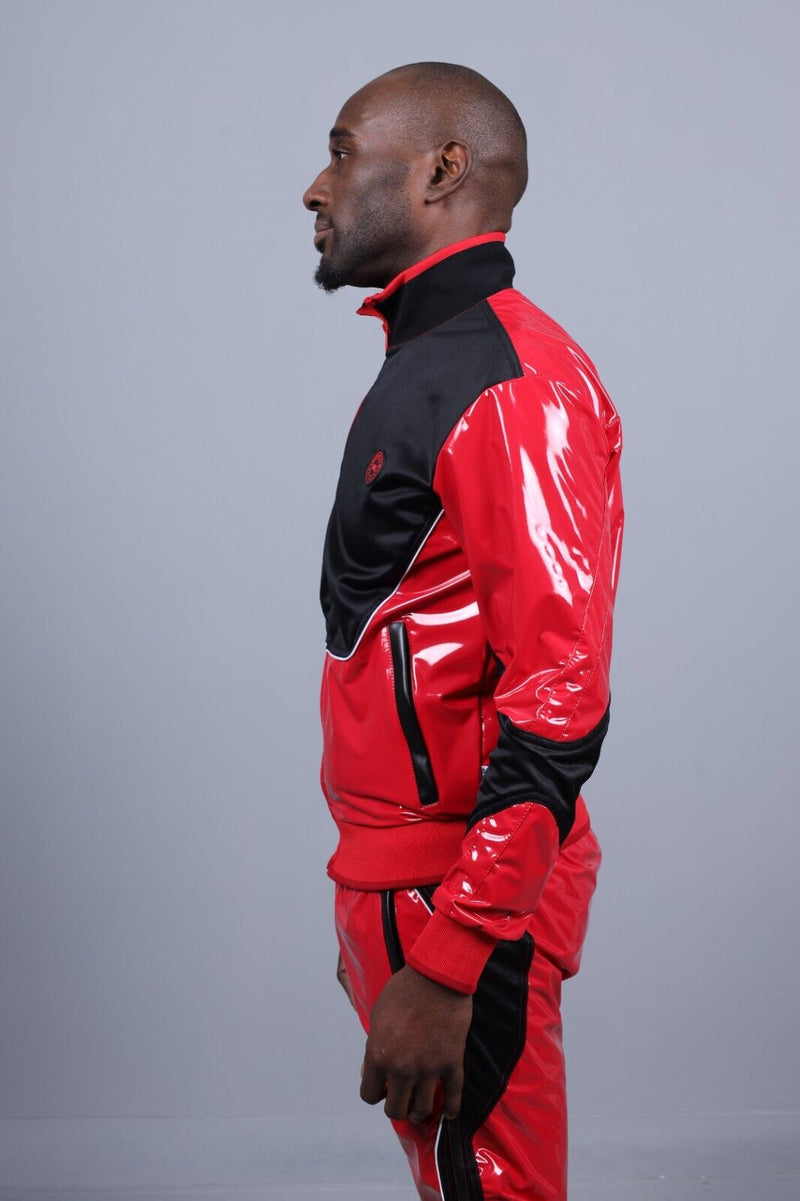 MR. RIEGILLIO PVC Jacket 24 Tracksuit Shiny Red R1015