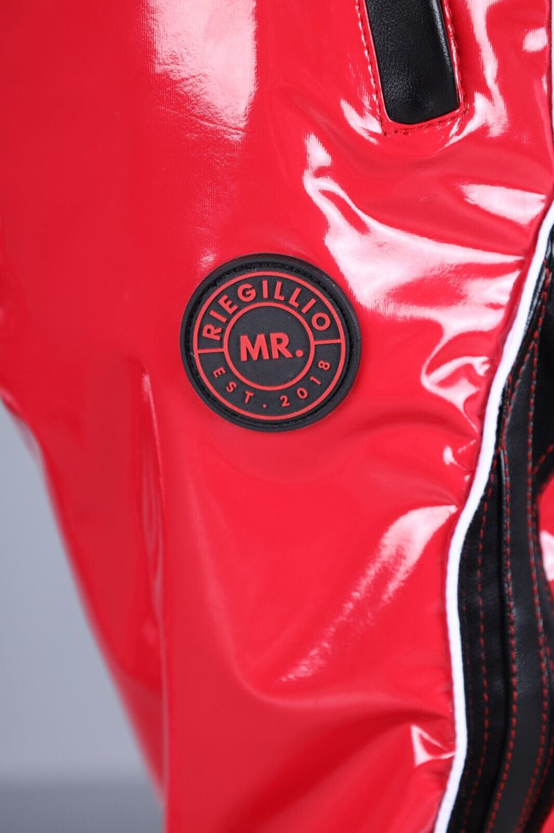 MR. RIEGILLIO Shiny PVC  24 Tracksuit Pants Glossy Red R1016