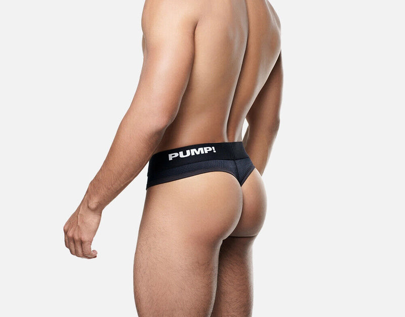 PUMP! Low Rise Thongs Classic Brief-Style Total Black G-String 17014 37