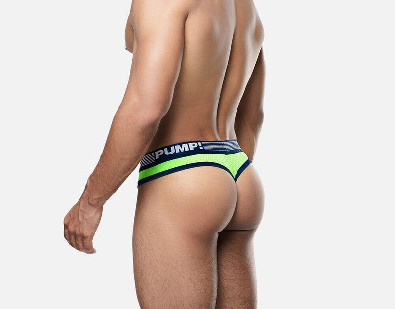 PUMP! Low Rise Thongs Surge Brief-Style G-String Neon Green Mesh Yoke 17013