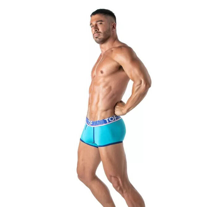 TOF PARIS Boxer Champion Trunk Jacquards Bi-Stretch Cotton Unlined Turquoise 29