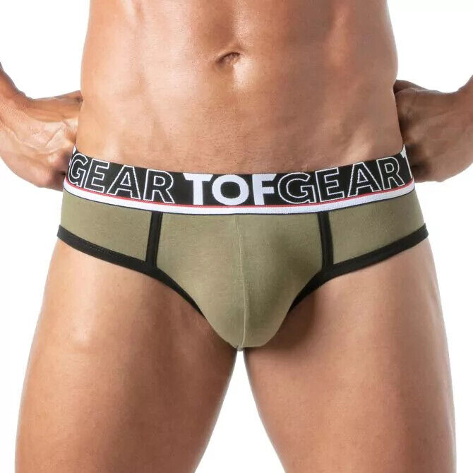 TOF PARIS Briefs Champion Jacquards Cotton Bi-Stretch Low-Waisted Brief Khaki 28
