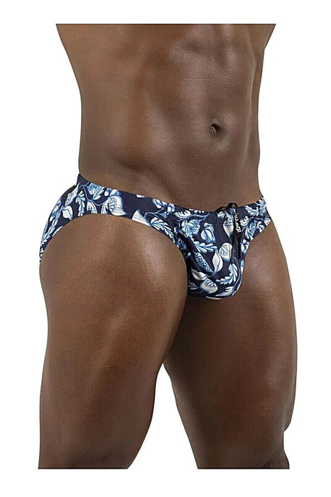 ErgoWear Swimwear FEEL Swim-Bikini Briefs 3D Pouch Drawstring Abstract Blue 1697
