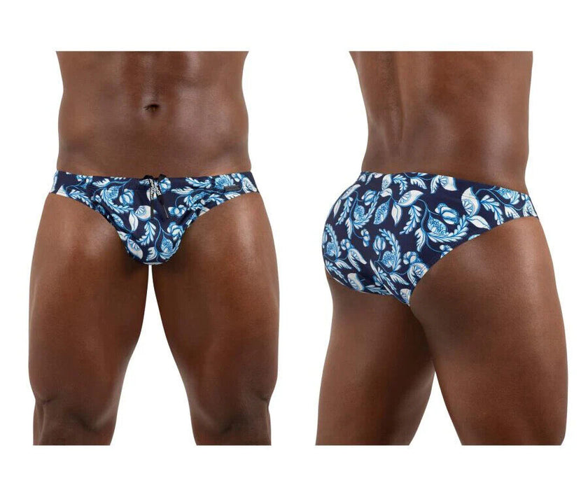 ErgoWear Swimwear FEEL Swim-Bikini Briefs 3D Pouch Drawstring Abstract Blue 1697