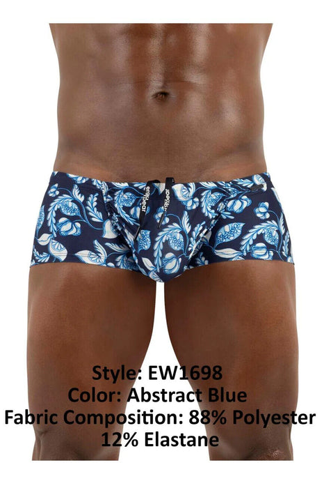ErgoWear Swimwear FEEL Swim-Trunks 3D Pouch Drawstring Abstract Blue 1698
