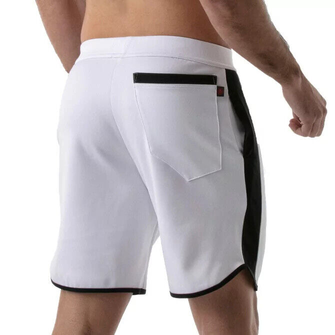 TOF PARIS Gym Long Shorts Antibacterial +50 UV Protection Sports Short White 12