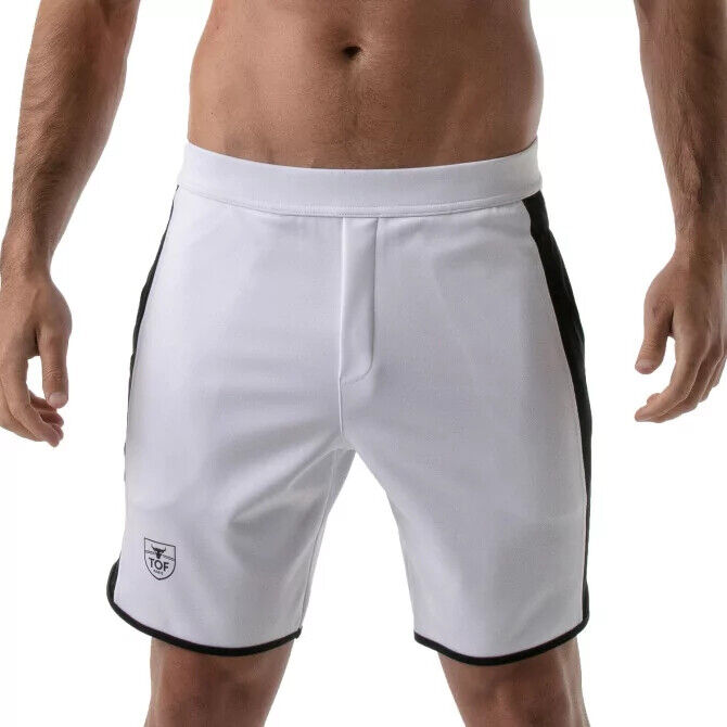 TOF PARIS Gym Long Shorts Antibacterial +50 UV Protection Sports Short White 12
