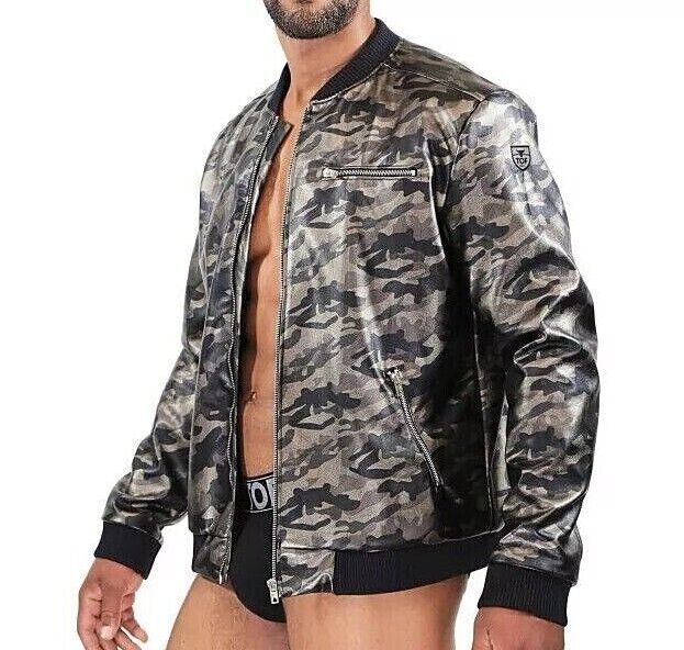 TOF PARIS Camouflage Vest Mid-Season Jacket Commando Bomber Upmarket Brass Zip