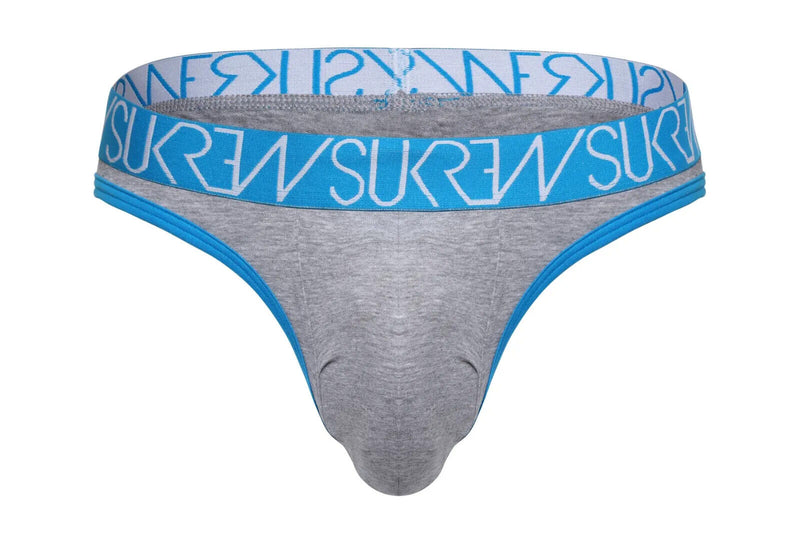 SUKREW Classic Thongs High-Cut Flexible Soft Cotton Contoured Pouch Grey Marl 2