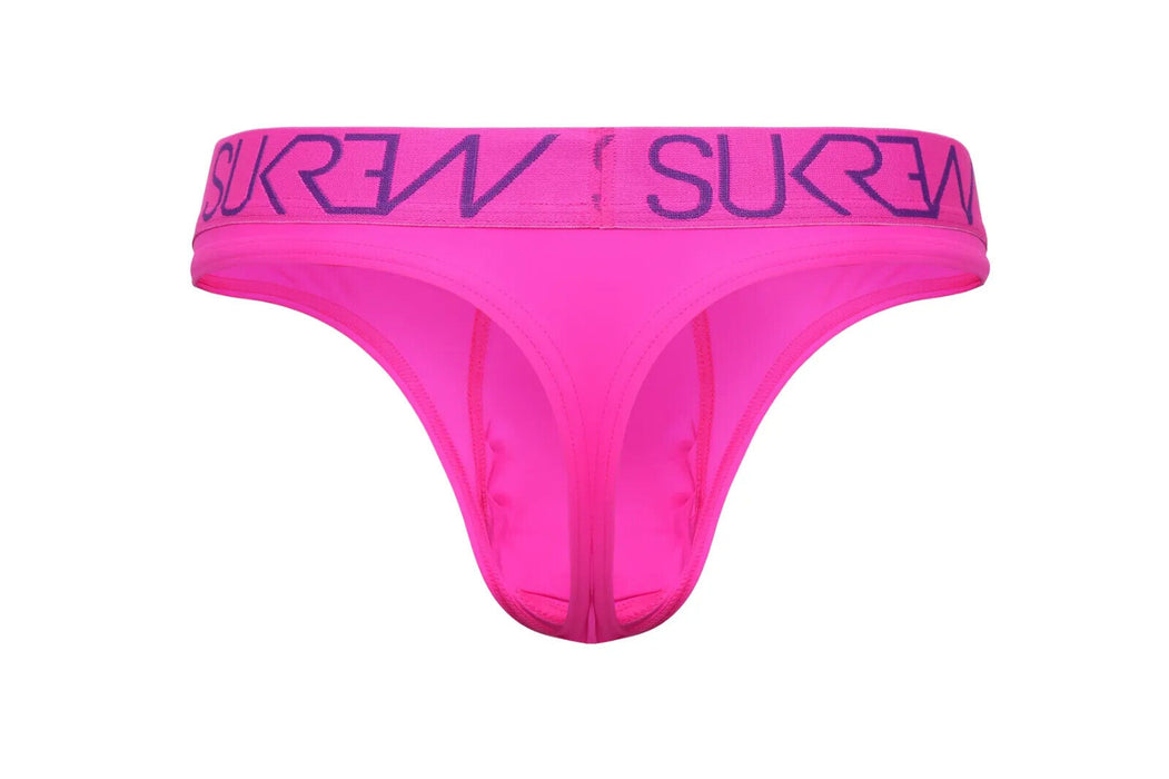 SUKREW Classic Thongs Unlined Soft Cotton Thong Large Pouch in Shocking Pink 2