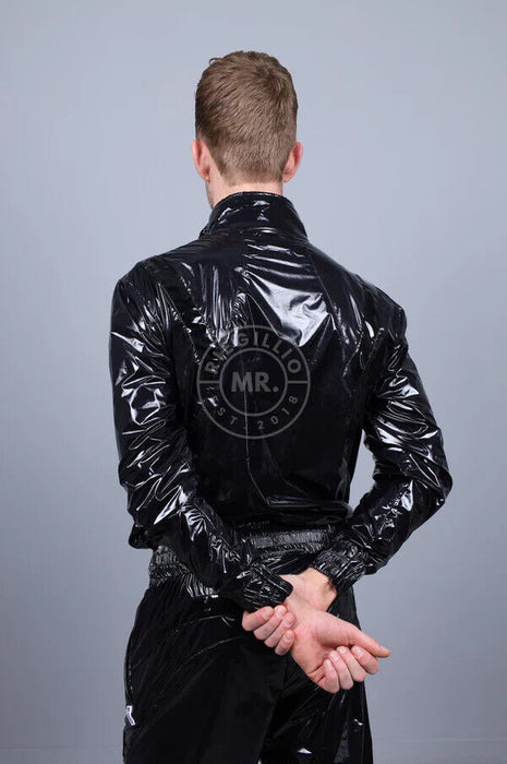 MR. RIEGILLIO Shiny Nylon 24 Tracksuit Jacket Black R1025