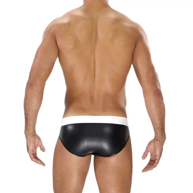 TOF PARIS Briefs With Generous Pouch in Realistic-Leather Black/White 58