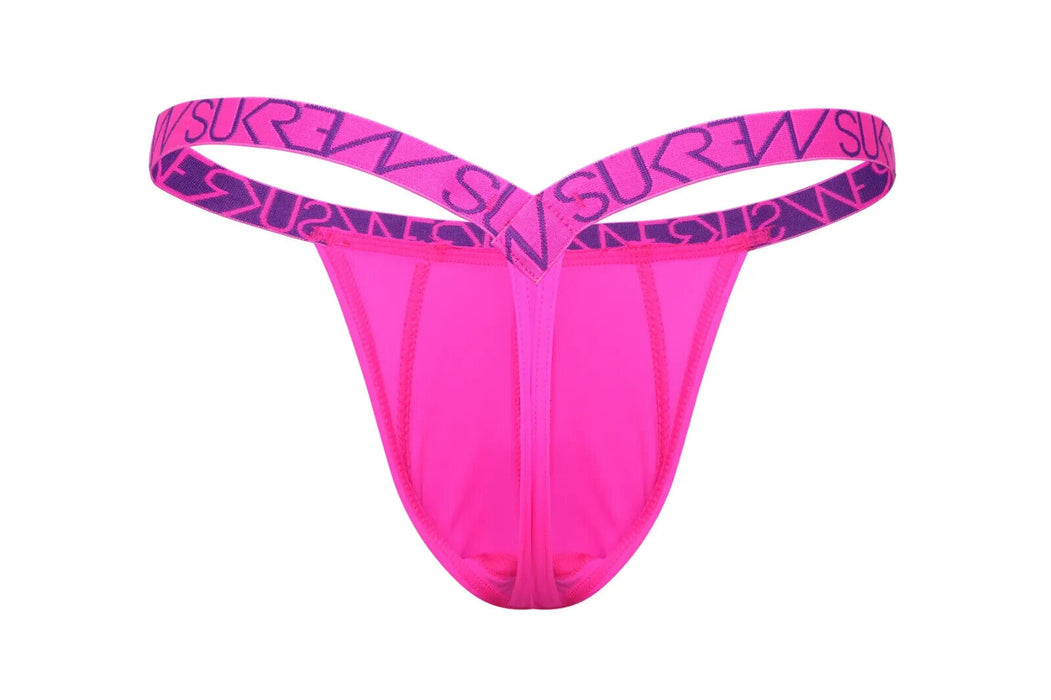 SUKREW Bubble Thong Unlined Extra Stretch Pouch Low-Rise Thongs Shocking Pink 37