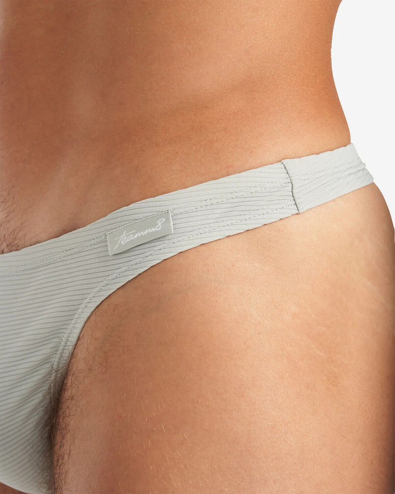 TEAMM8 Eclipse Thong With High-Hip Cut Silky Sheen Fabric Blue Fox 2