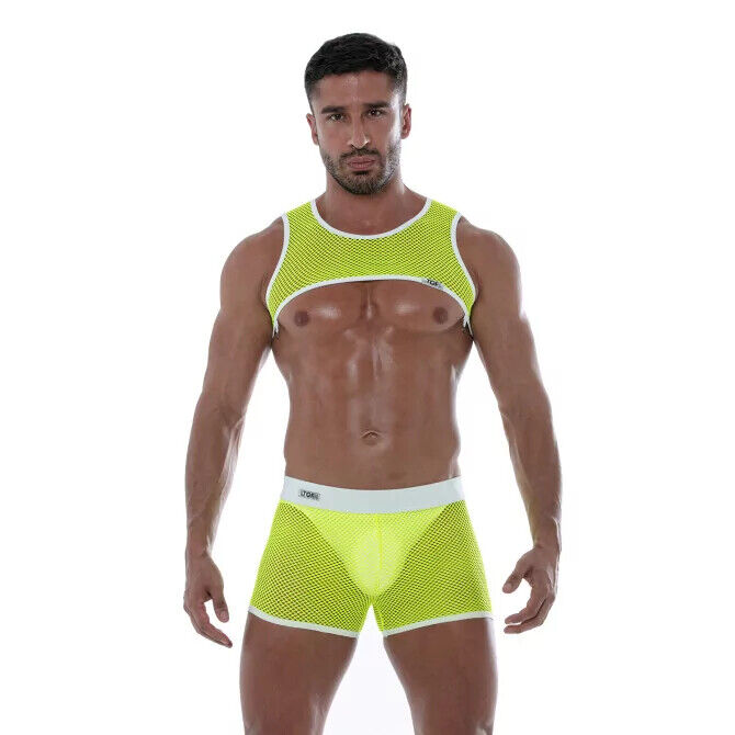 TOF PARIS Neon Mesh Shorts Fishnets Unlined Low-rise Boxer Short Neon Yellow 17