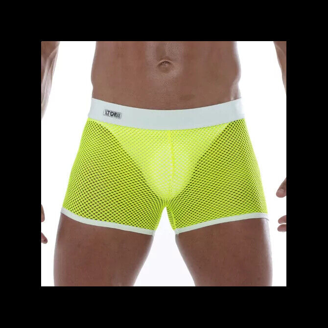 TOF PARIS Neon Mesh Shorts Fishnets Unlined Low-rise Boxer Short Neon Yellow 17