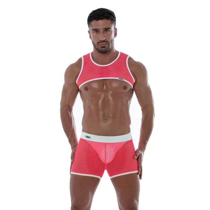 TOF PARIS Mesh Shorts Low-rise Boxer Short Unlined Fishnets Neon Pink 17