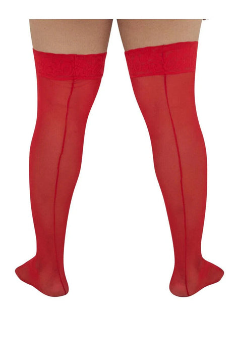 CandyMan Mens Mesh Thigh Highs With Matching Lace in Red One Size 99533x 3