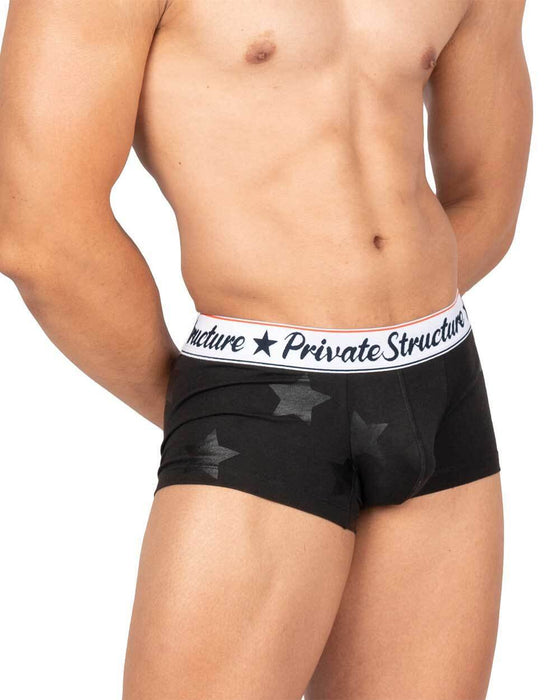 Private Structure Classic Motif Cotton Boxer Trunk Onyx Stars Black 4592 112