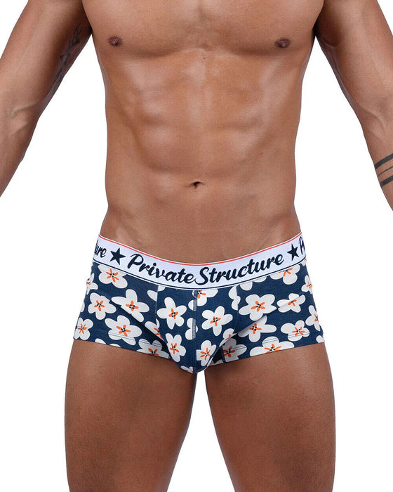 Boxer PRIVATE STRUCTURE Classic Motif Mid-Waist Boxer Trunk 4505 Floral Navy