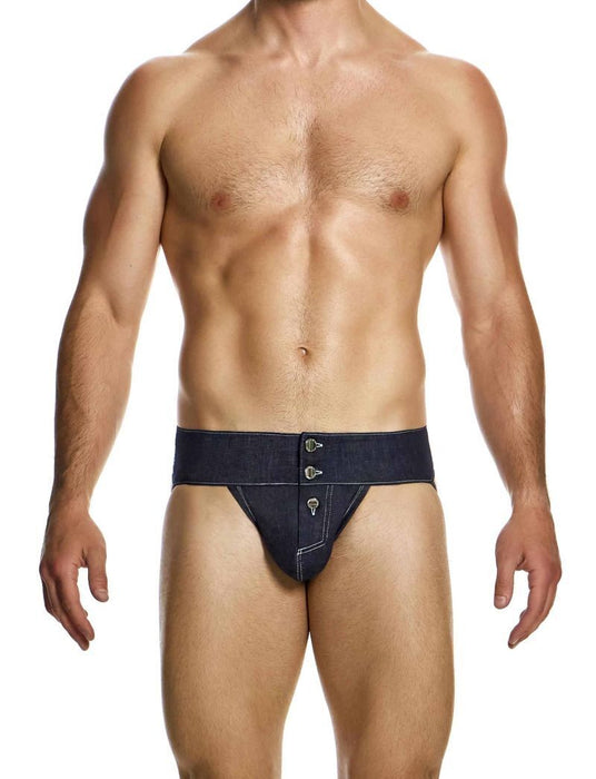 Modus Vivendi Raw Denim Jockstrap Two Nickel Snap Buttons Blue Jock 11411 183