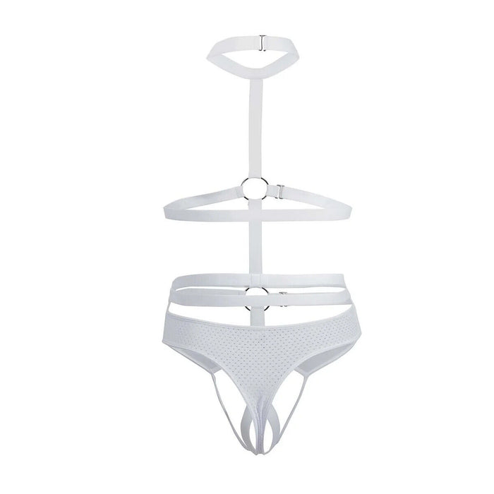 PIKANTE Decided  Harness-Thongs Combo Mesh Crotchless in White 0344 3