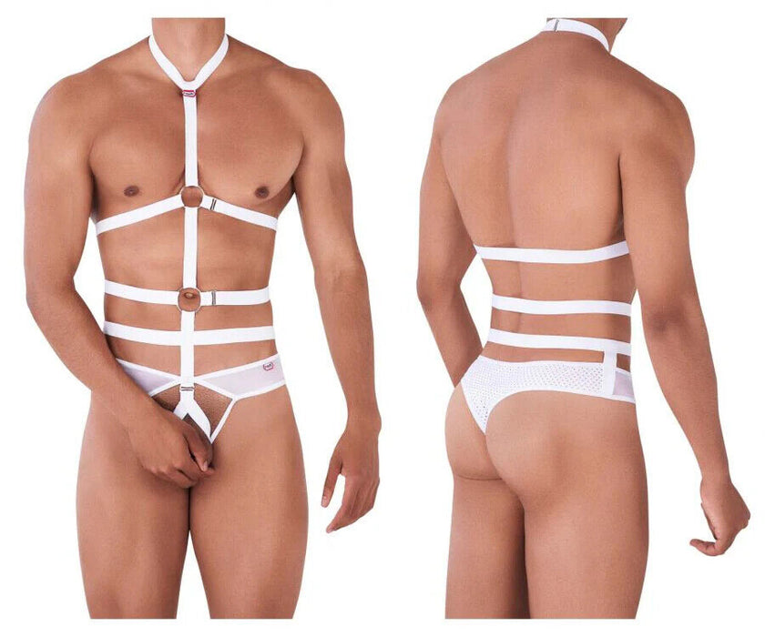 PIKANTE Decided  Harness-Thongs Combo Mesh Crotchless in White 0344 3