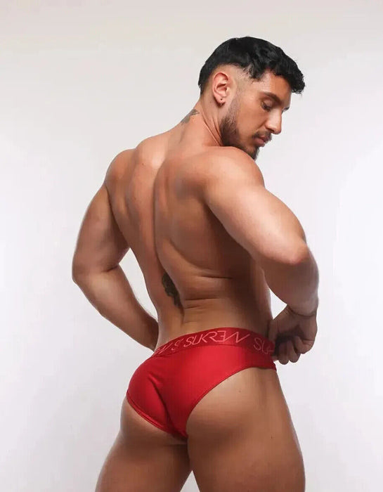 SUKREW Classic Briefs Stretchy Unlined Large Contoured Pouch in Liberty Red 39