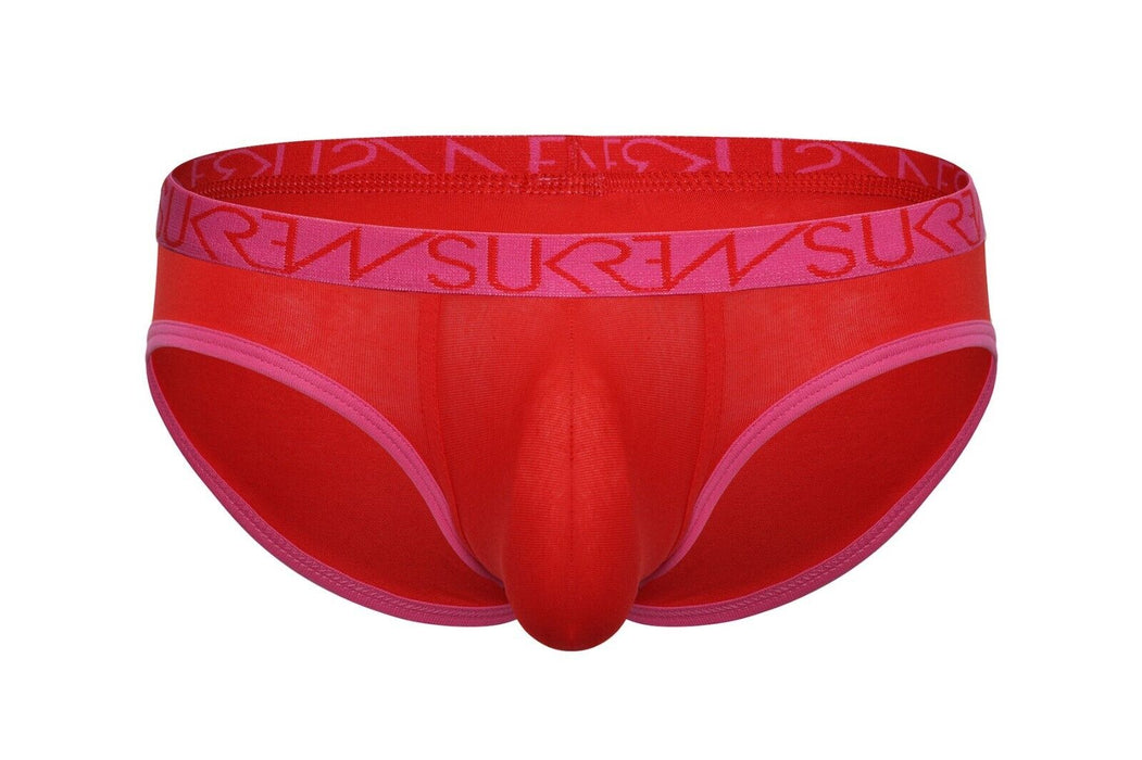 SUKREW Low-Rise Briefs Rounded Cupping Pouch Unlined Cotton Brief in Red 39