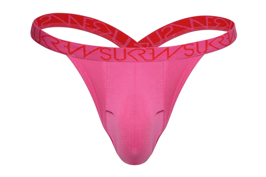 SUKREW Bubble Thongs Low-Rise and Rounded Cupping Pouch in Carnival Pink 39