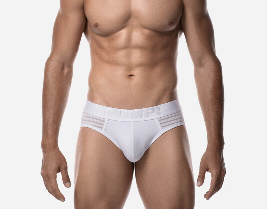 PUMP! Whisper Brief Subtly Sheer Stripes Nylon Cup 40mm Matt White 12078