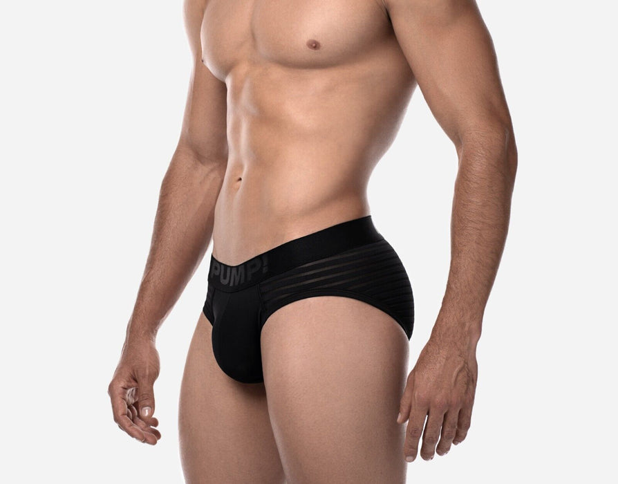 PUMP! Whisper Brief Subtly Sheer Stripes Nylon Cup 40mm Matt Black 12077