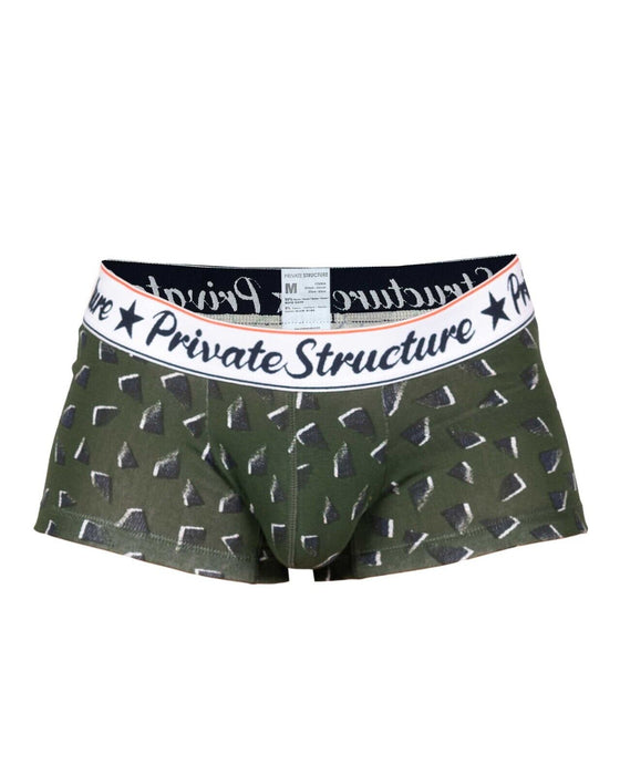 Private Structure Classic Motif Cotton Boxer Trunk Fragments Basil Green 4592