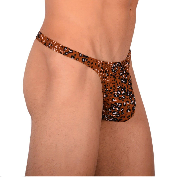 S/M SMU Tanning Sheer Wildlife Brown Thong MX19 33984