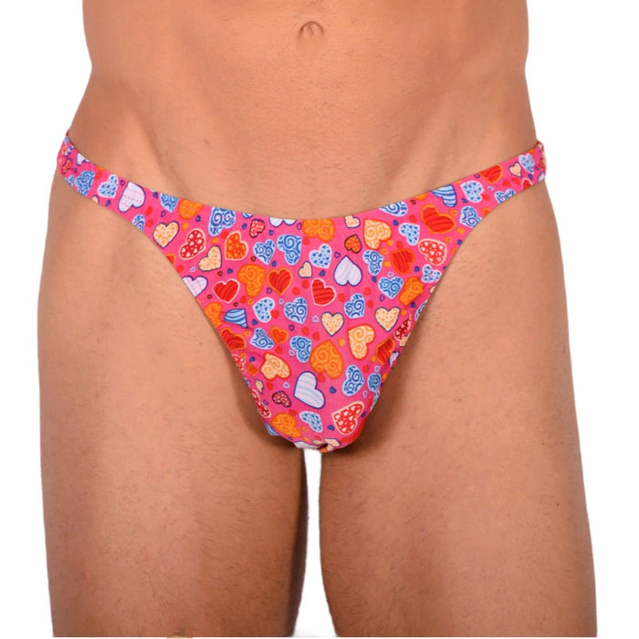 S/M SMU Tanning Walking around sheer Pink Hearts Thong MX19 33987