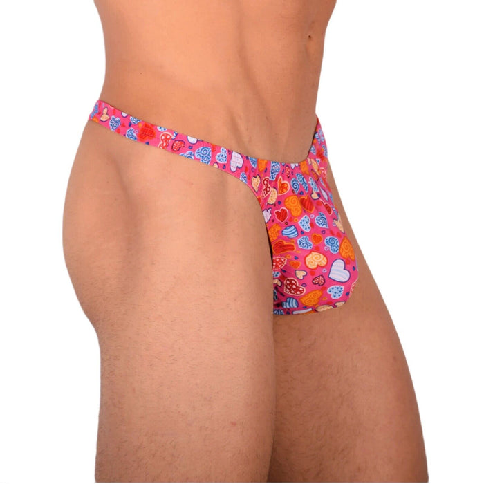 S/M SMU Tanning Walking around sheer Pink Hearts Thong MX19 33987