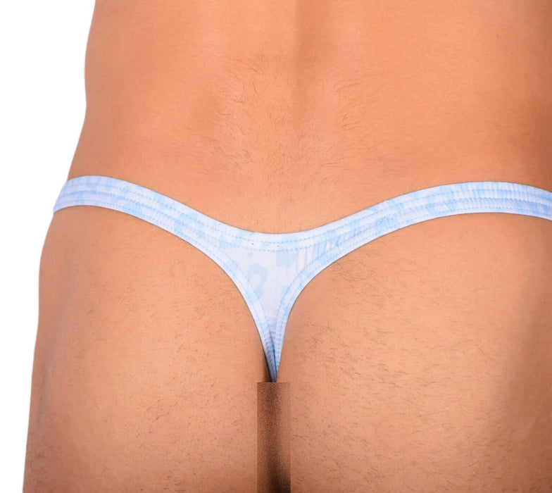 S/M SMU Tanning Walking around sheer Light Blue Wildlife Thong MX19 34014