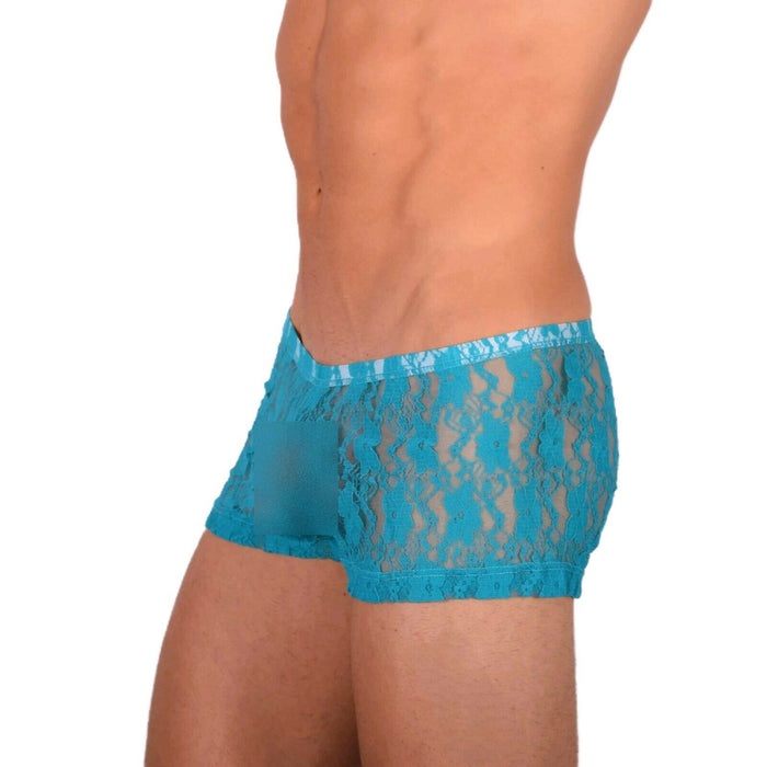 2XS/XS Smu Tanning Walking around sheer Turquoise C-Thru Mini Boxer MX19 34027