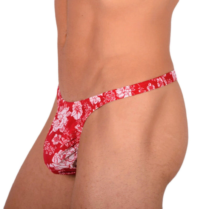 XS/S SMU Tanning Walking around Floral Red Thong MX19 34051