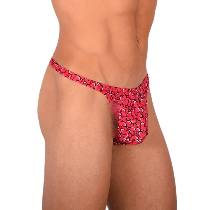 XS/S SMU Tanning Walking around Red Hearts Thong MX20 34056