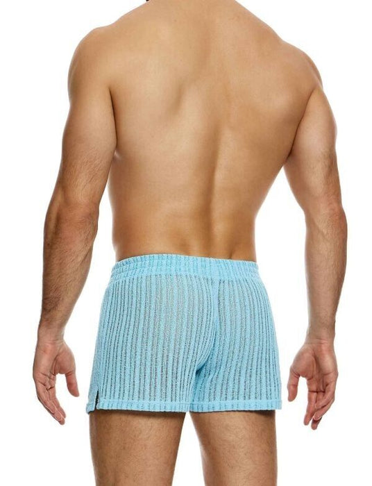 MODUS VIVENDI Striped Crochet Knitted Boxer Shorts Light Blue 07421