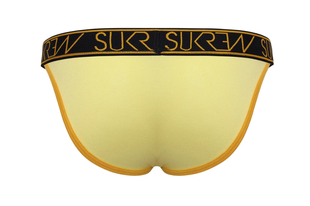 SUKREW High-Cut Cotton Tanga Briefs Contour Pouch & Open Sides in Gleaming Gold