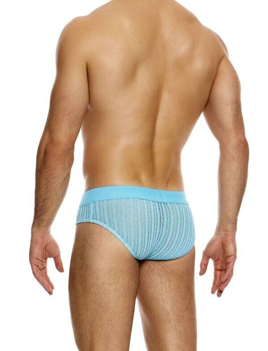 MODUS VIVENDI Striped Crochet Classic Knitted Briefs Stretch in Light Blue 07414